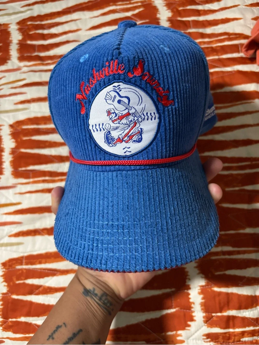 Vintage-Style Nashville Sounds Blue Corduroy Baseball Cap (snapback)